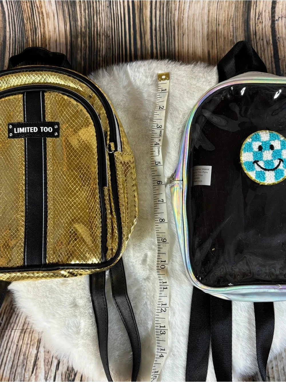 Limited Too Backpack Purses Bags Small; Lot Of 2; Gold & Clear Y2K Feel Girls